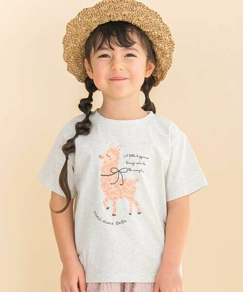 Noeil aime BeBe/ノイユ エーム べべ 天竺水玉アルパカ半袖Tシャツ(80~130cm) グレー 110cm Noeil aime BeBe/ノイユ エーム べべ 天竺水玉アルパカ半袖Tシャツ(80~130cm) グレー 110cm