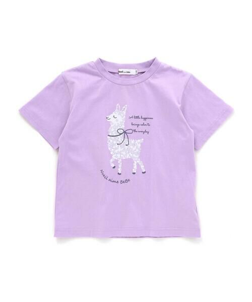 Noeil aime BeBe/ノイユ エーム べべ 天竺水玉アルパカ半袖Tシャツ(80~130cm) パープル 120cm Noeil aime BeBe/ノイユ エーム べべ 天竺水玉アルパカ半袖Tシャツ(80~130cm) パープル 120cm