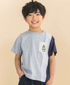 Noeil aime BeBe / ノイユ エーム べべ Tシャツ | 天竺縦配色切り替え半袖Tシャツ(80~130cm)