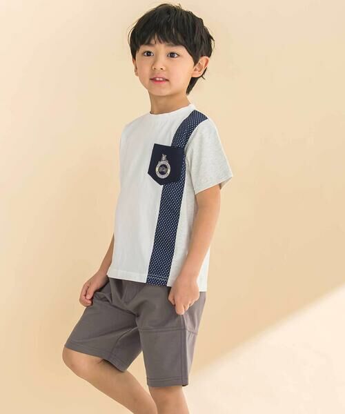 Noeil aime BeBe / ノイユ エーム べべ Tシャツ | 天竺縦配色切り替え半袖Tシャツ(80~130cm) | 詳細3