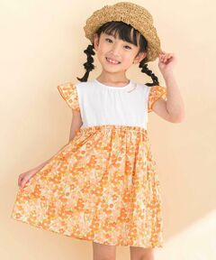 Noeil aime BeBe / ノイユ エーム べべ ミニ丈・ひざ丈ワンピース | 【お揃い】水彩花柄プリント天竺ドッキングワンピース(80~130cm)