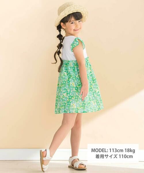 Noeil aime BeBe / ノイユ エーム べべ ミニ丈・ひざ丈ワンピース | 【お揃い】水彩花柄プリント天竺ドッキングワンピース(80~130cm) | 詳細1