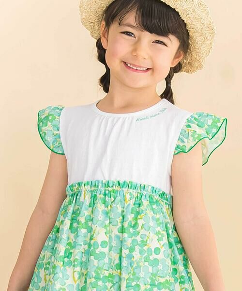 Noeil aime BeBe / ノイユ エーム べべ ミニ丈・ひざ丈ワンピース | 【お揃い】水彩花柄プリント天竺ドッキングワンピース(80~130cm) | 詳細2