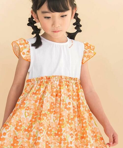Noeil aime BeBe / ノイユ エーム べべ ミニ丈・ひざ丈ワンピース | 【お揃い】水彩花柄プリント天竺ドッキングワンピース(80~130cm) | 詳細6