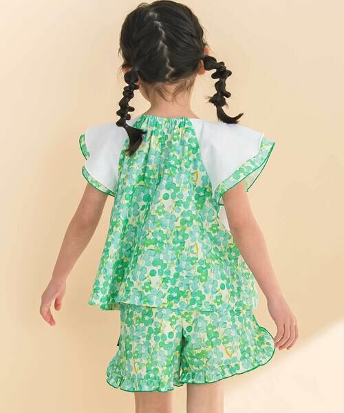 Noeil aime BeBe / ノイユ エーム べべ ショート・ハーフ・半端丈パンツ | 【お揃い】水彩花柄裾フリルショートパンツ(90~130cm) | 詳細2