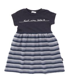 Noeil aime BeBe / ノイユ エーム べべ ミニ丈・ひざ丈ワンピース | 【お揃い】天竺ｘボーダーワンピース(80~130cm)