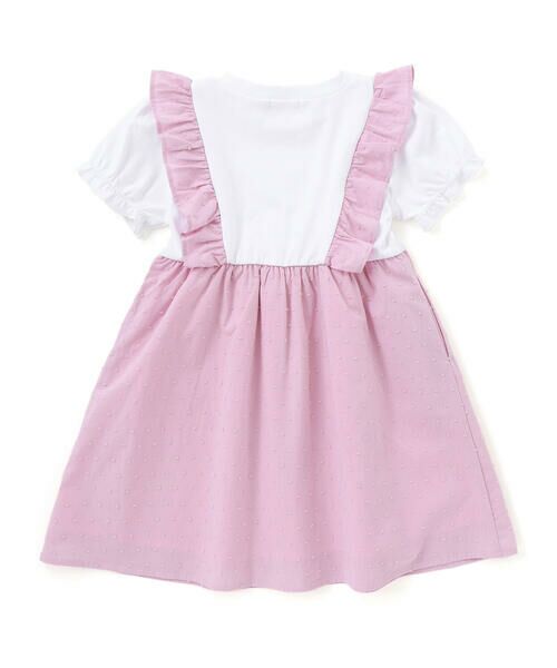 Noeil aime BeBe / ノイユ エーム べべ ミニ丈・ひざ丈ワンピース | 【お揃い】ドットドビーxストレッチフライス肩フリルドッキングワンピース(80~130cm) | 詳細5