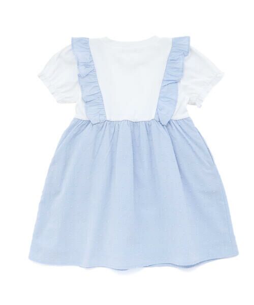 Noeil aime BeBe / ノイユ エーム べべ ミニ丈・ひざ丈ワンピース | 【お揃い】ドットドビーxストレッチフライス肩フリルドッキングワンピース(80~130cm) | 詳細10