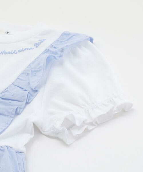 Noeil aime BeBe / ノイユ エーム べべ ミニ丈・ひざ丈ワンピース | 【お揃い】ドットドビーxストレッチフライス肩フリルドッキングワンピース(80~130cm) | 詳細13