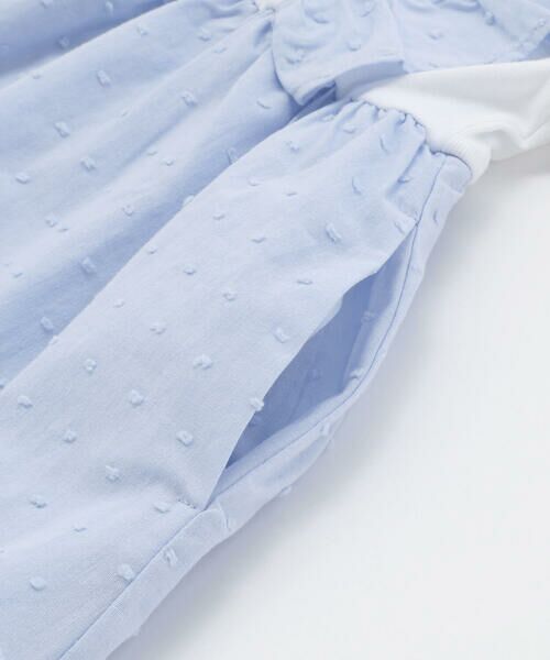 Noeil aime BeBe / ノイユ エーム べべ ミニ丈・ひざ丈ワンピース | 【お揃い】ドットドビーxストレッチフライス肩フリルドッキングワンピース(80~130cm) | 詳細14