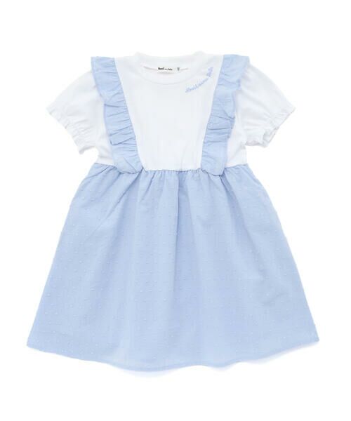 Noeil aime BeBe / ノイユ エーム べべ ミニ丈・ひざ丈ワンピース | 【お揃い】ドットドビーxストレッチフライス肩フリルドッキングワンピース(80~130cm) | 詳細9