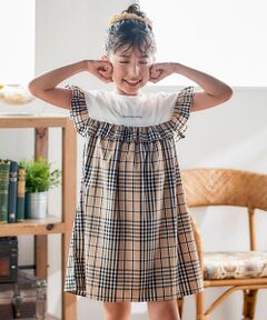 Noeil aime BeBe / ノイユ エーム べべ ミニ丈・ひざ丈ワンピース | 【お揃い】チェック柄ボーダー柄フリル付きワンピース(80~130cm)