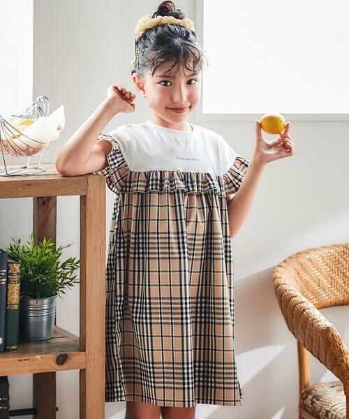 Noeil aime BeBe / ノイユ エーム べべ ミニ丈・ひざ丈ワンピース | 【お揃い】チェック柄ボーダー柄フリル付きワンピース(80~130cm) | 詳細9