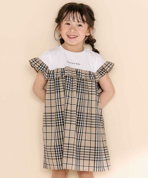 Noeil aime BeBe / ノイユ エーム べべ ミニ丈・ひざ丈ワンピース | 【お揃い】チェック柄ボーダー柄フリル付きワンピース(80~130cm) | 詳細11