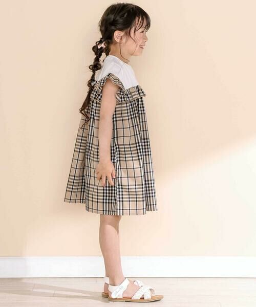 Noeil aime BeBe / ノイユ エーム べべ ミニ丈・ひざ丈ワンピース | 【お揃い】チェック柄ボーダー柄フリル付きワンピース(80~130cm) | 詳細12