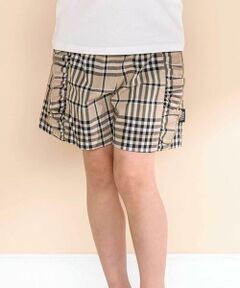 Noeil aime BeBe / ノイユ エーム べべ ショート・ハーフ・半端丈パンツ | 【お揃い】チェック柄ボーダー柄フリル付きショートパンツ(90~130cm)