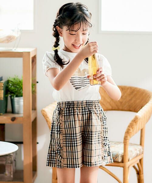 Noeil aime BeBe / ノイユ エーム べべ ショート・ハーフ・半端丈パンツ | 【お揃い】チェック柄ボーダー柄フリル付きショートパンツ(90~130cm) | 詳細14