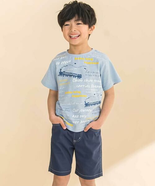 Noeil aime BeBe / ノイユ エーム べべ Tシャツ | スラブ天竺トレインプリント半袖Tシャツ(80~130cm) | 詳細2