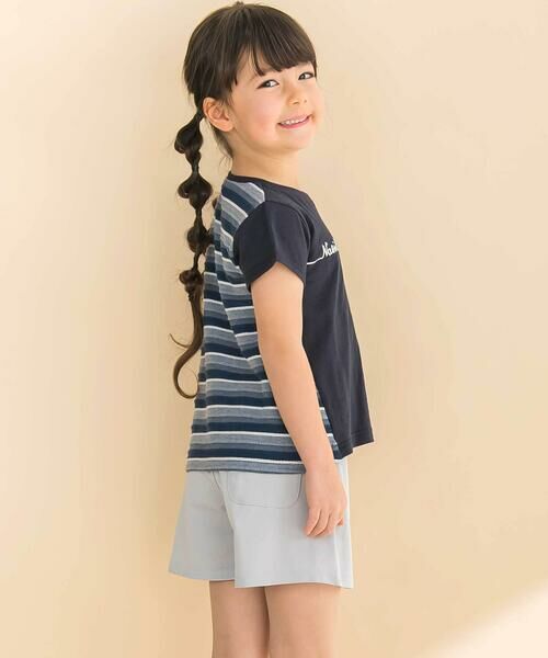 Noeil aime BeBe / ノイユ エーム べべ Tシャツ | 【お揃い】天竺ｘリップルボーダーAライン半袖Tシャツ(80~130cm) | 詳細4