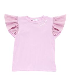 Noeil aime BeBe / ノイユ エーム べべ Tシャツ | 【お揃い】ドットドビーｘストレッチフライス肩フリル半袖Tシャツ(80~130cm)