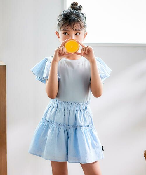 Noeil aime BeBe / ノイユ エーム べべ Tシャツ | 【お揃い】ドットドビーｘストレッチフライス肩フリル半袖Tシャツ(80~130cm) | 詳細4