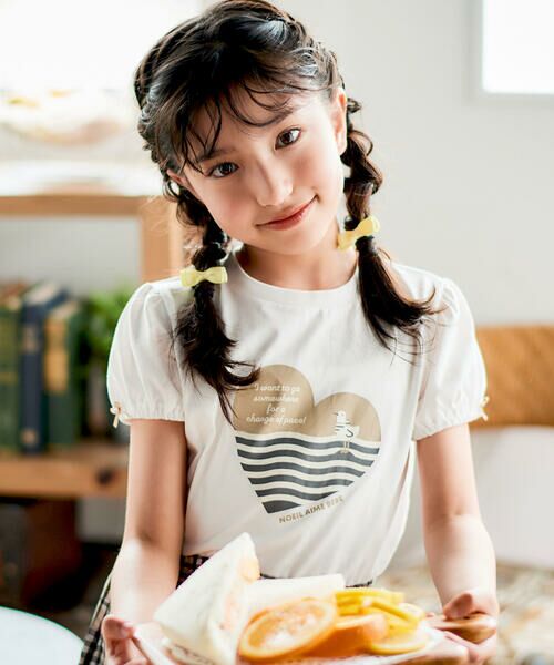 Noeil aime BeBe / ノイユ エーム べべ Tシャツ | 天竺ハートプリント半袖Tシャツ(80~130cm) | 詳細3