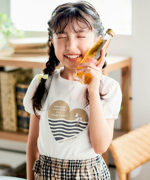 Noeil aime BeBe/ノイユ エーム べべ 天竺ハートプリント半袖Tシャツ(80~130cm) ホワイト 80cm Noeil aime BeBe/ノイユ エーム べべ 天竺ハートプリント半袖Tシャツ(80~130cm) ホワイト 80cm