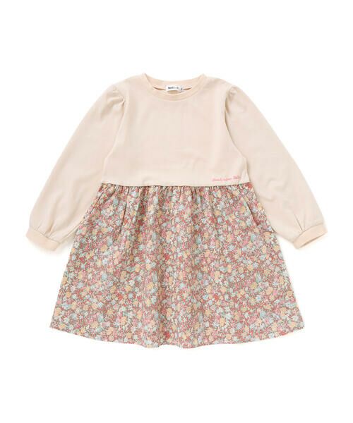 Noeil aime BeBe / ノイユ エーム べべ ミニ丈・ひざ丈ワンピース | 【お揃い】花柄付け襟＋花柄切り替えスムース長袖ワンピース(80~130cm) | 詳細5