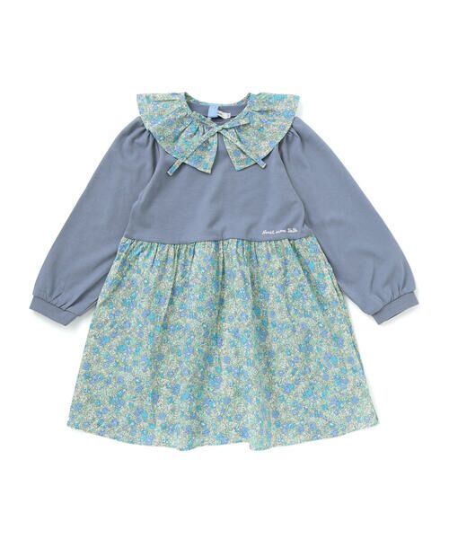 Noeil aime BeBe / ノイユ エーム べべ ミニ丈・ひざ丈ワンピース | 【お揃い】花柄付け襟＋花柄切り替えスムース長袖ワンピース(80~130cm) | 詳細11