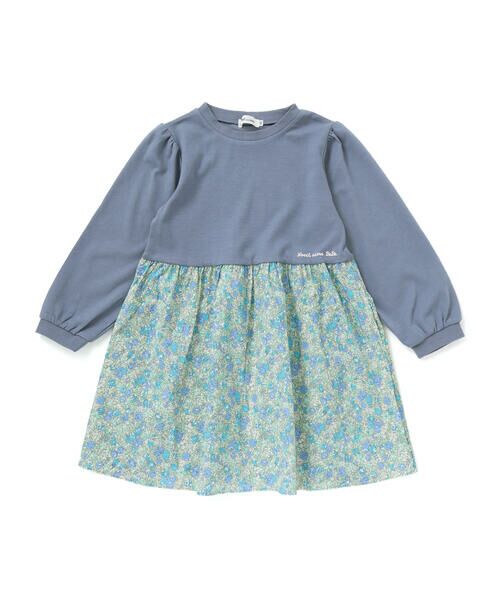 Noeil aime BeBe / ノイユ エーム べべ ミニ丈・ひざ丈ワンピース | 【お揃い】花柄付け襟＋花柄切り替えスムース長袖ワンピース(80~130cm) | 詳細12