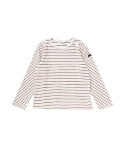 Noeil aime BeBe / ノイユ エーム べべ セットアップ | ツイル肩フリルジャンパースカート＋ボーダー長袖Tシャツセット(90~130cm) | 詳細5