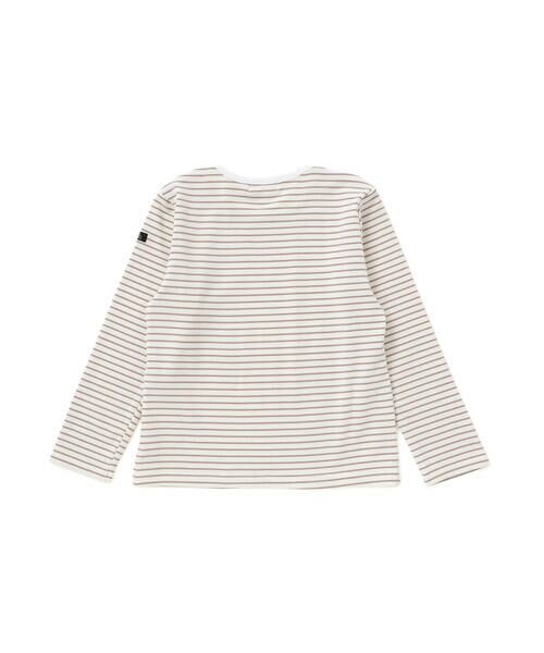 Noeil aime BeBe / ノイユ エーム べべ セットアップ | ツイル肩フリルジャンパースカート＋ボーダー長袖Tシャツセット(90~130cm) | 詳細6