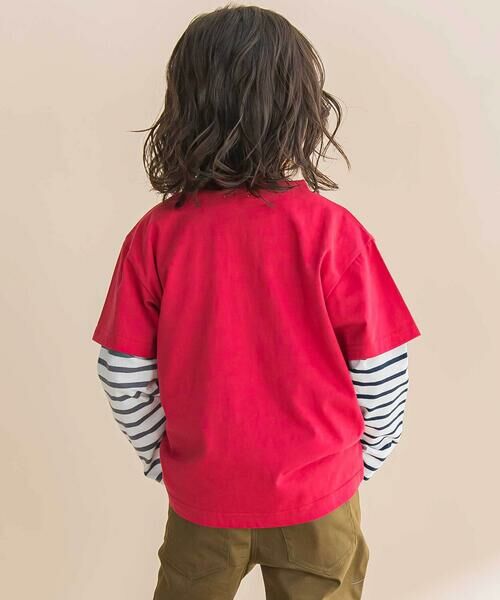 Noeil aime BeBe / ノイユ エーム べべ Tシャツ | 車プリント天竺半袖Tシャツ+ボーダー柄長袖Tシャツセット(80~130cm) | 詳細2