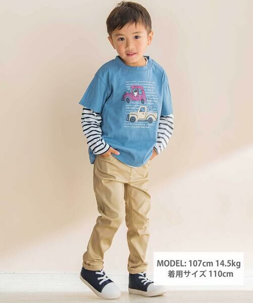 Noeil aime BeBe / ノイユ エーム べべ Tシャツ | 車プリント天竺半袖Tシャツ+ボーダー柄長袖Tシャツセット(80~130cm) | 詳細7