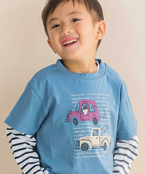 Noeil aime BeBe / ノイユ エーム べべ Tシャツ | 車プリント天竺半袖Tシャツ+ボーダー柄長袖Tシャツセット(80~130cm) | 詳細8