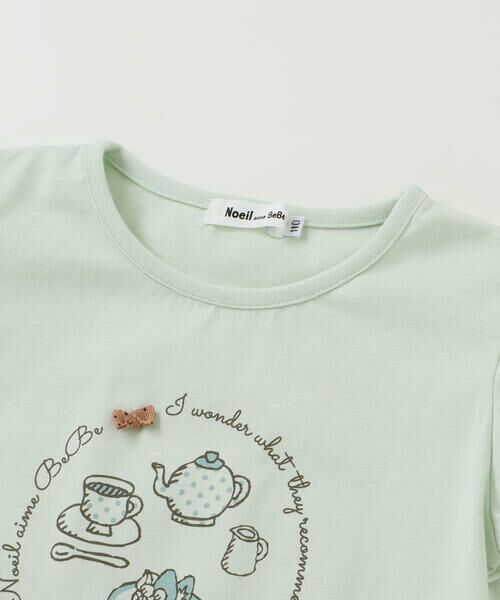 Noeil aime BeBe / ノイユ エーム べべ カーディガン・ボレロ | ティータイムプリント天竺半袖Tシャツ＋リボン付きスムース長袖カーディガンセット(80~130cm) | 詳細3