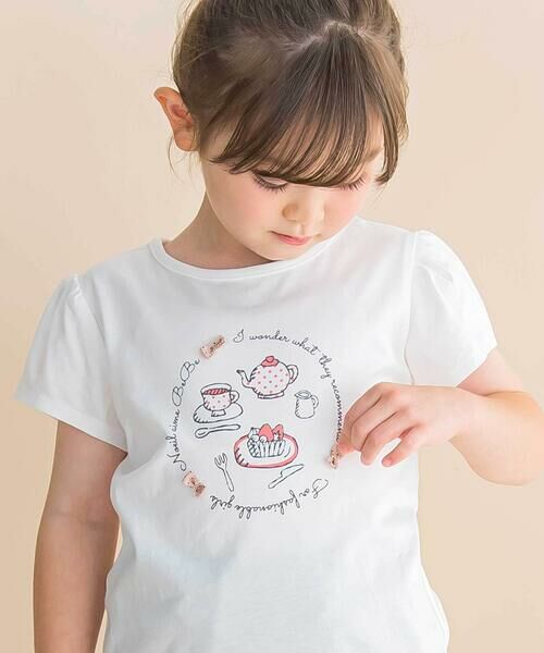 Noeil aime BeBe / ノイユ エーム べべ カーディガン・ボレロ | ティータイムプリント天竺半袖Tシャツ＋リボン付きスムース長袖カーディガンセット(80~130cm) | 詳細17