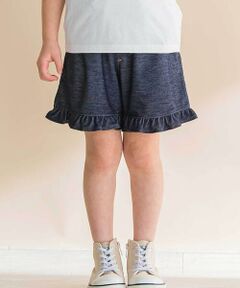 Noeil aime BeBe / ノイユ エーム べべ ショート・ハーフ・半端丈パンツ | 【お揃い】デニムニット裾フリルショートパンツ(80~130cm)