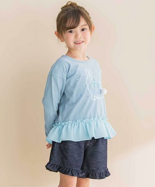 Noeil aime BeBe / ノイユ エーム べべ ショート・ハーフ・半端丈パンツ | 【お揃い】デニムニット裾フリルショートパンツ(80~130cm) | 詳細2