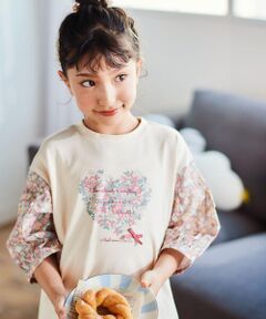 Noeil aime BeBe / ノイユ エーム べべ Tシャツ | 【お揃い】花柄バルーン5分袖スムースTシャツ(80~130cm)