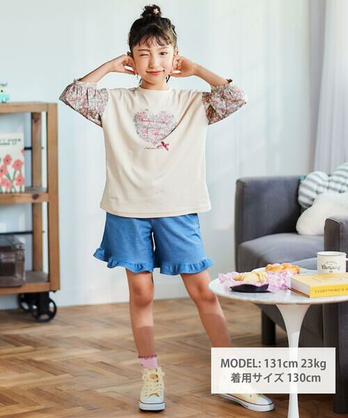 Noeil aime BeBe / ノイユ エーム べべ Tシャツ | 【お揃い】花柄バルーン5分袖スムースTシャツ(80~130cm) | 詳細1