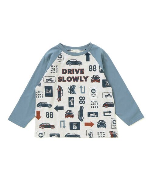 Noeil aime BeBe / ノイユ エーム べべ Tシャツ | 車総柄配色天竺ラグラン長袖Tシャツ(80~130cm) | 詳細4