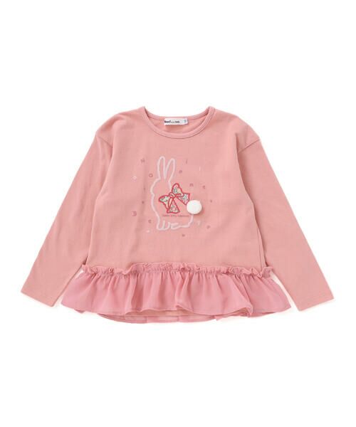 Noeil aime BeBe / ノイユ エーム べべ Tシャツ | ウサギプリント裾フリル天竺長袖Tシャツ(80~130cm) | 詳細3