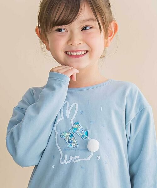 Noeil aime BeBe / ノイユ エーム べべ Tシャツ | ウサギプリント裾フリル天竺長袖Tシャツ(80~130cm) | 詳細6