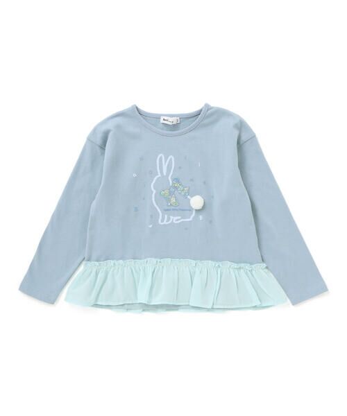 Noeil aime BeBe / ノイユ エーム べべ Tシャツ | ウサギプリント裾フリル天竺長袖Tシャツ(80~130cm) | 詳細8