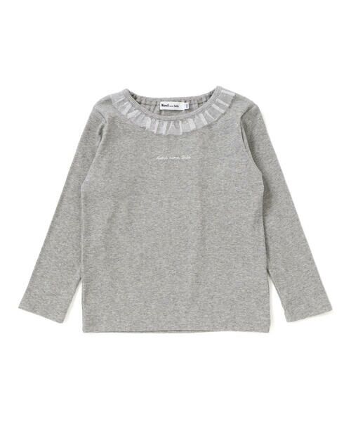 Noeil aime BeBe/ノイユ エーム べべ フリル襟テレコ長袖Tシャツ(80~130cm) グレー 130cm Noeil aime BeBe/ノイユ エーム べべ フリル襟テレコ長袖Tシャツ(80~130cm) グレー 130cm