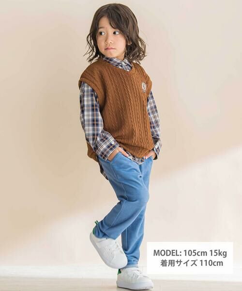 Noeil aime BeBe / ノイユ エーム べべ シャツ・ブラウス | 【お揃い】タータンチェックシャツ＋ケーブルジャガードベストセット(90~130cm) | 詳細4