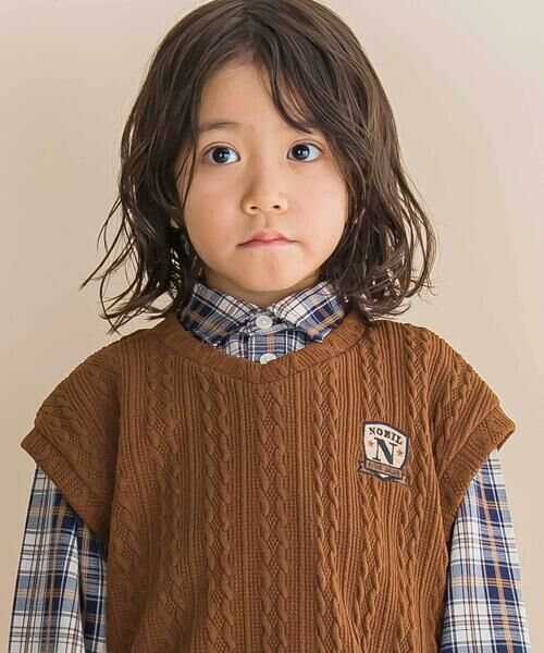 Noeil aime BeBe / ノイユ エーム べべ シャツ・ブラウス | 【お揃い】タータンチェックシャツ＋ケーブルジャガードベストセット(90~130cm) | 詳細5