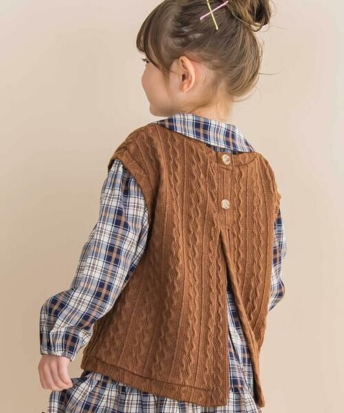 Noeil aime BeBe / ノイユ エーム べべ ミニ丈・ひざ丈ワンピース | 【お揃い】タータンチェックワンピース+ケーブルジャガードベストセット(90~130cm) | 詳細15