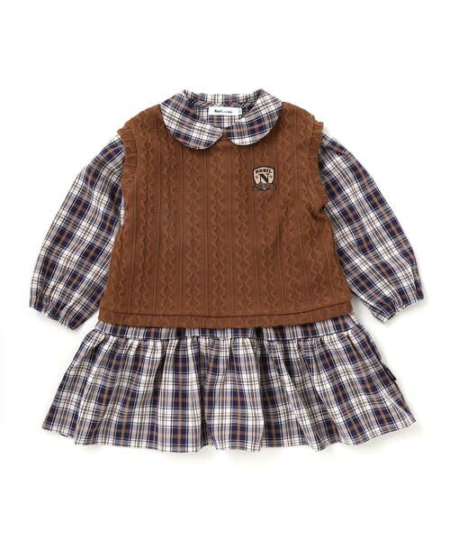 Noeil aime BeBe / ノイユ エーム べべ ミニ丈・ひざ丈ワンピース | 【お揃い】タータンチェックワンピース+ケーブルジャガードベストセット(90~130cm) | 詳細18
